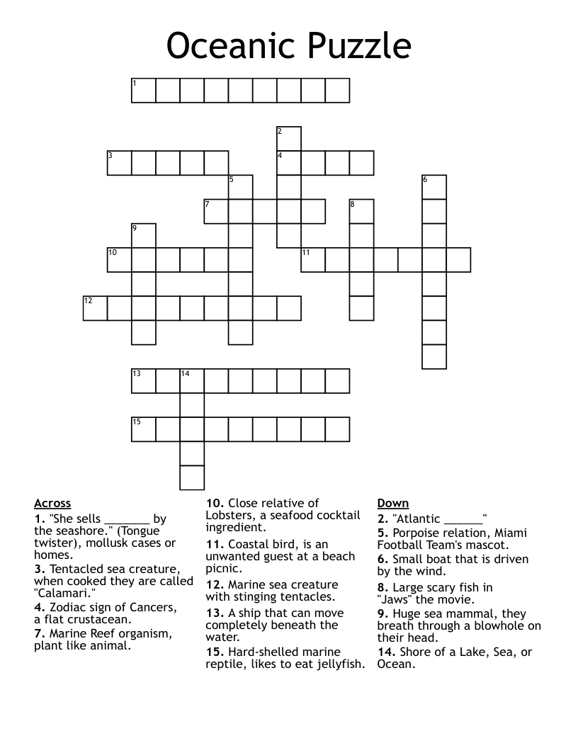 Oceanic Puzzle Crossword