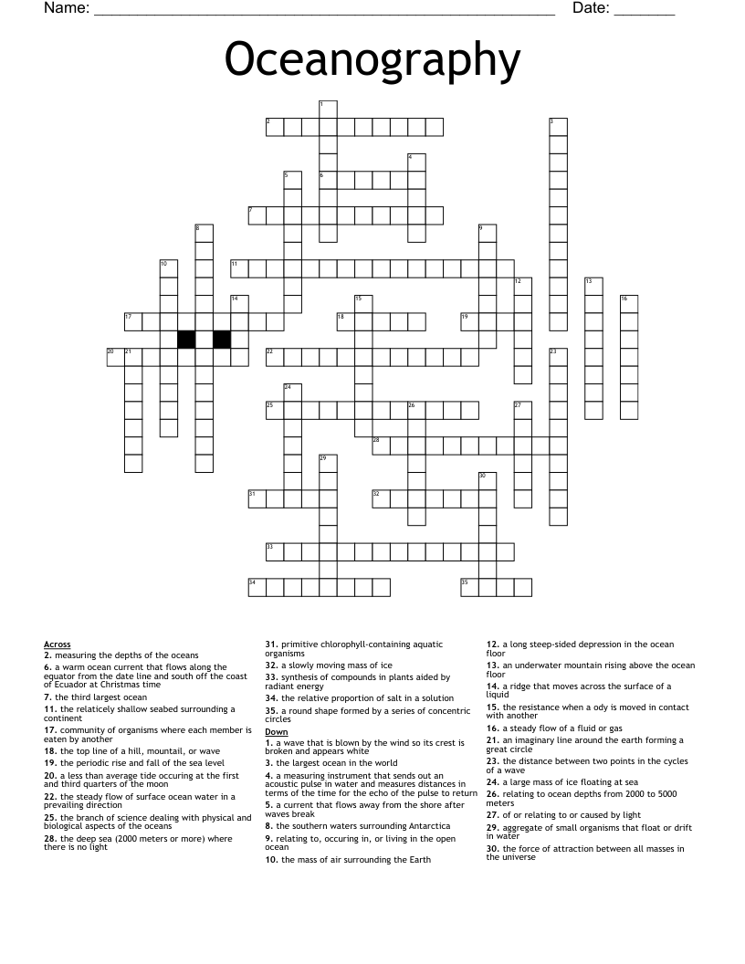 Oceanography Crossword