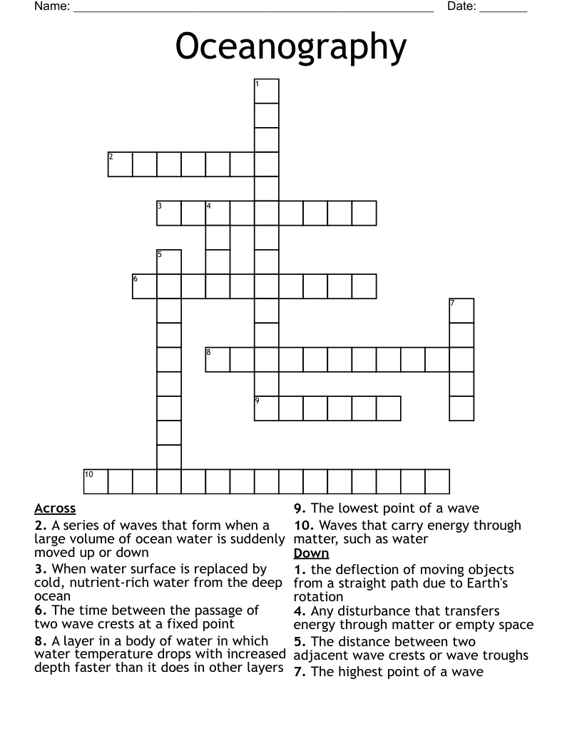 Oceanography Crossword