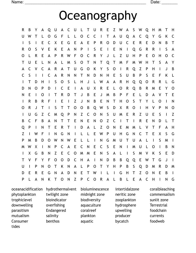 Oceanography Word Search