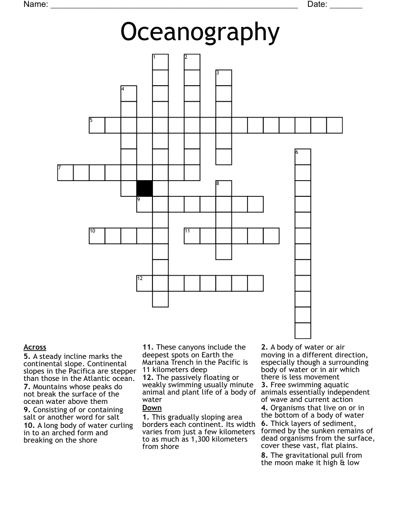 Oceanography Crossword