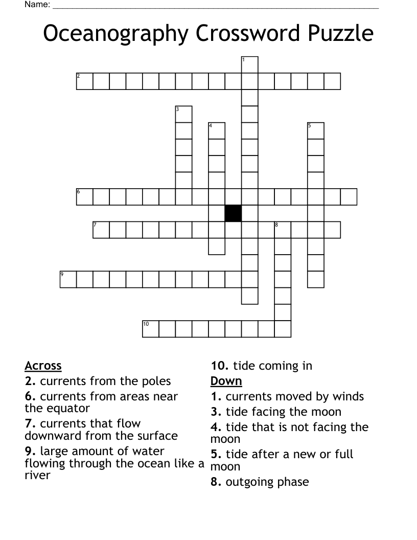 Oceanography Crossword Puzzle