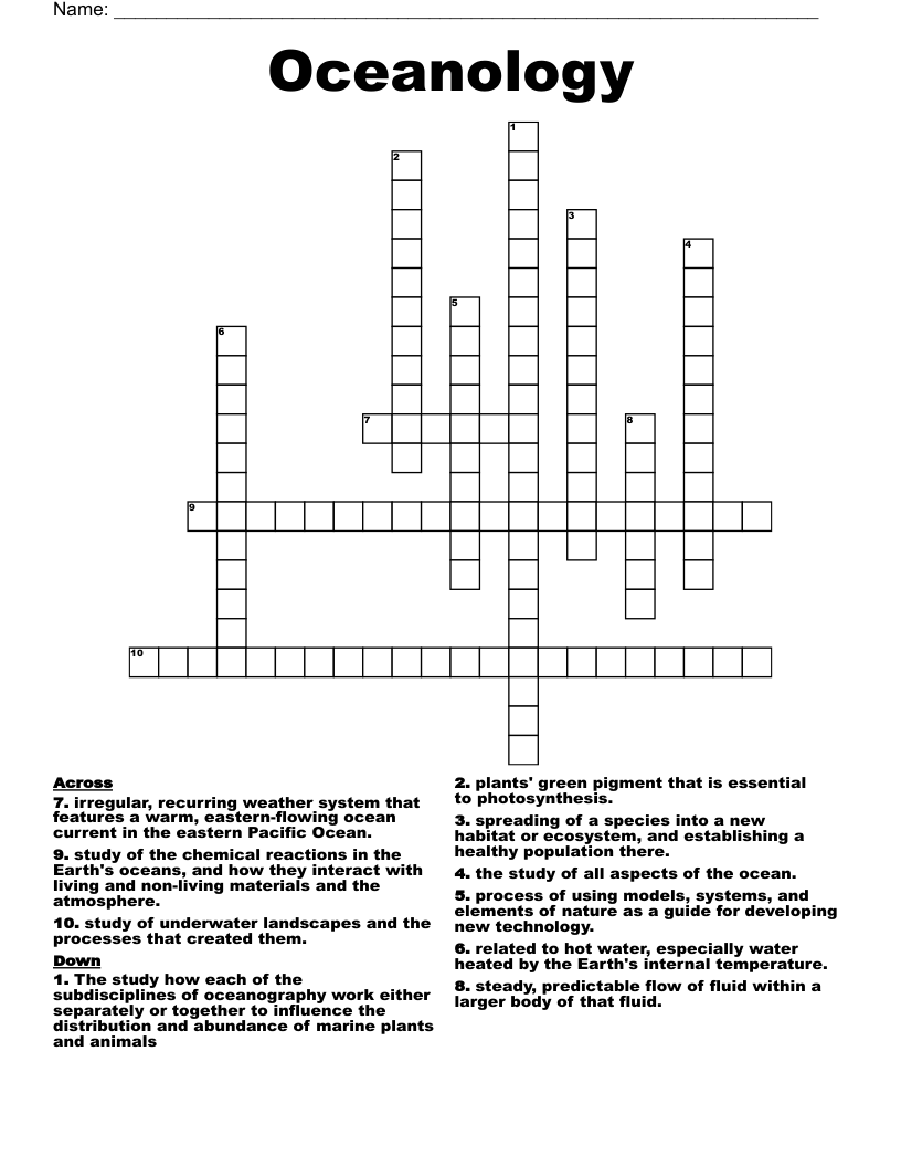 Oceanology Crossword