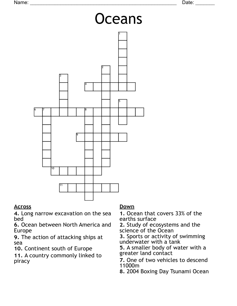 Oceans Crossword