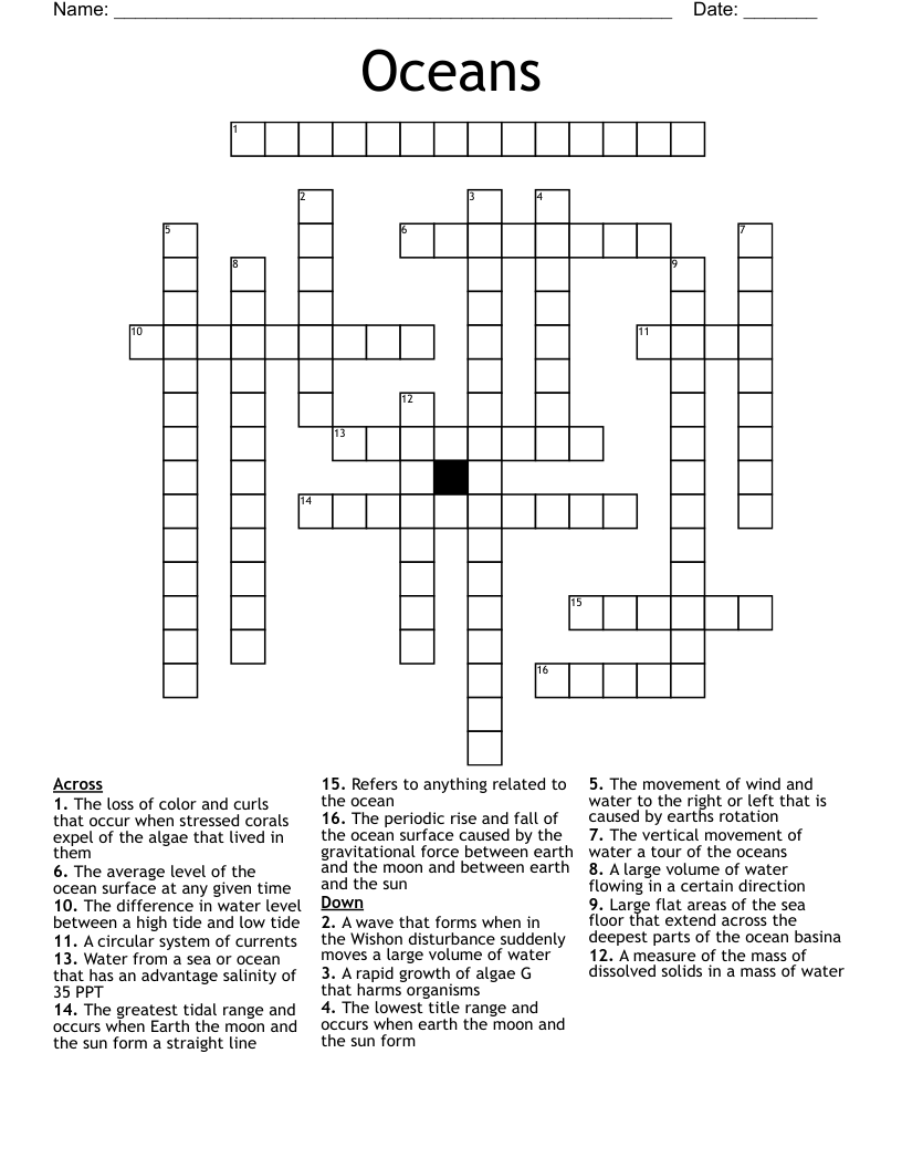 Oceans Crossword