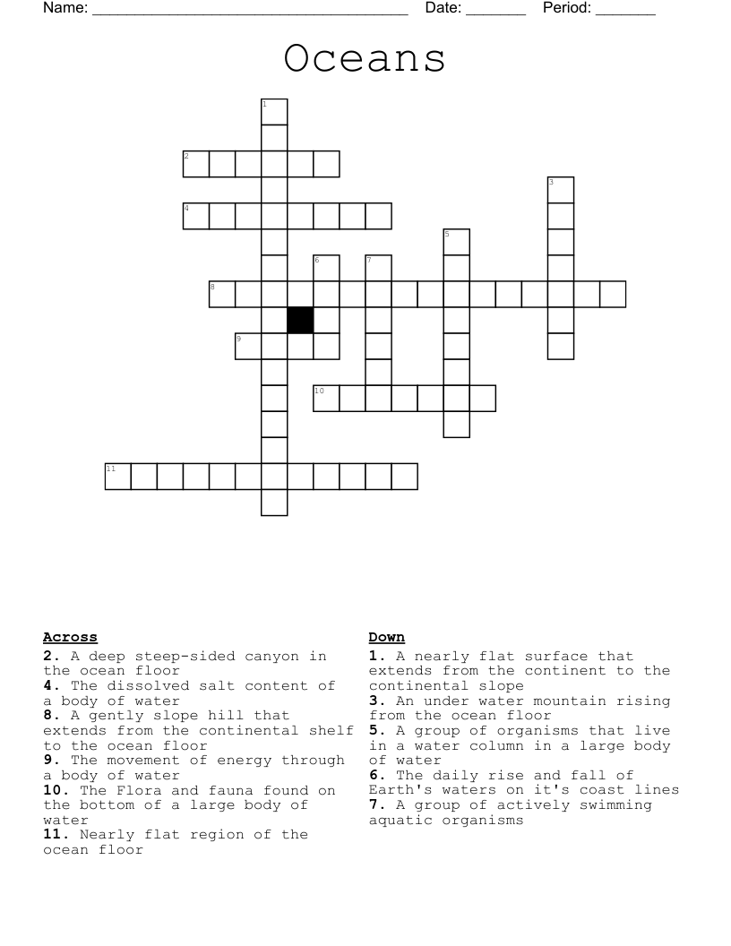 Oceans Crossword