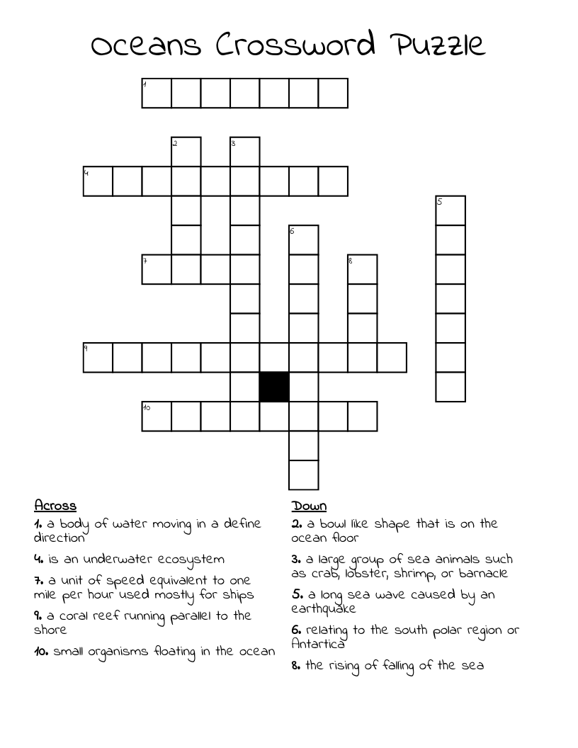 Oceans Crossword Puzzle