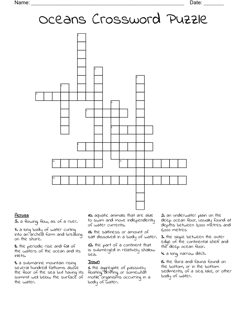 Oceans Crossword Puzzle