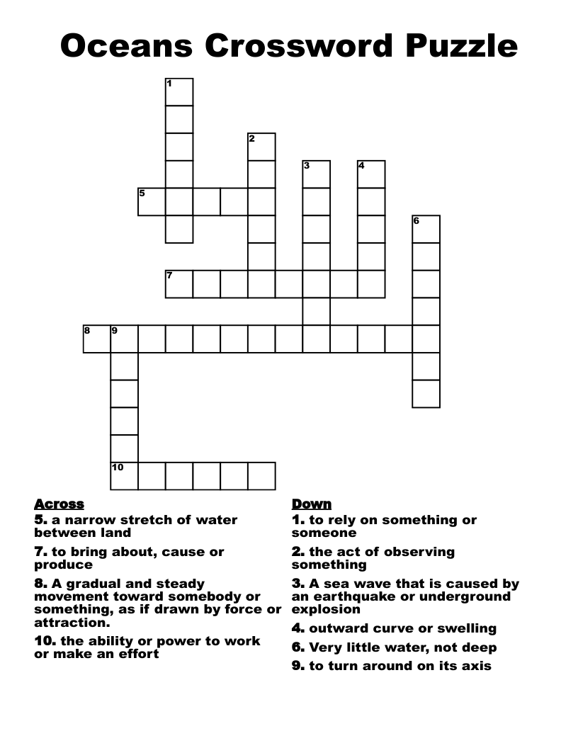 Oceans Crossword Puzzle