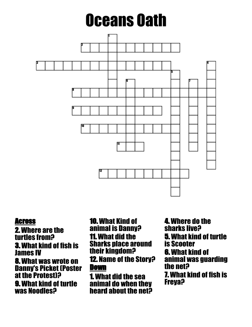 Oceans Oath Crossword