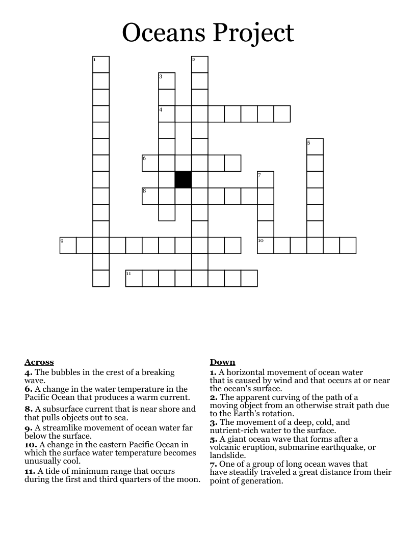 Oceans Project Crossword