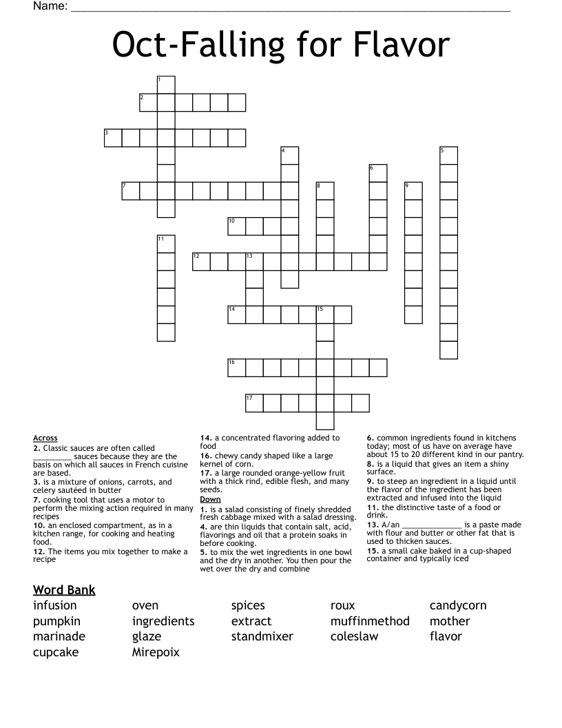 Oct-Falling for Flavor Crossword