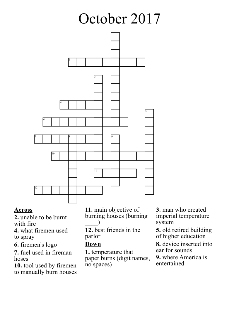 October 2017 Crossword
