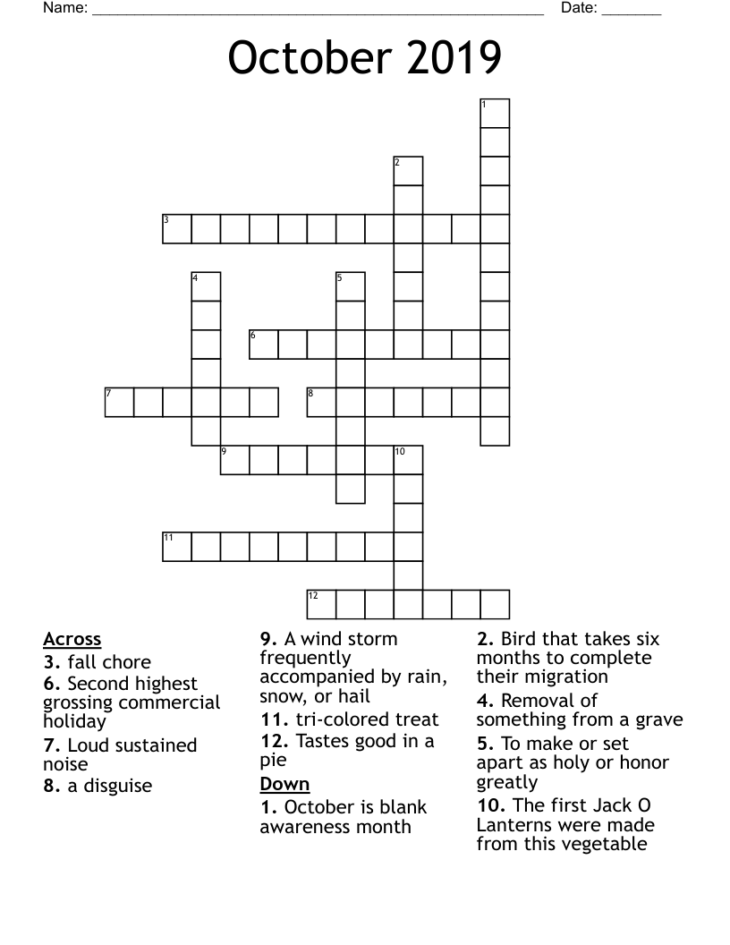 October 2019 Crossword