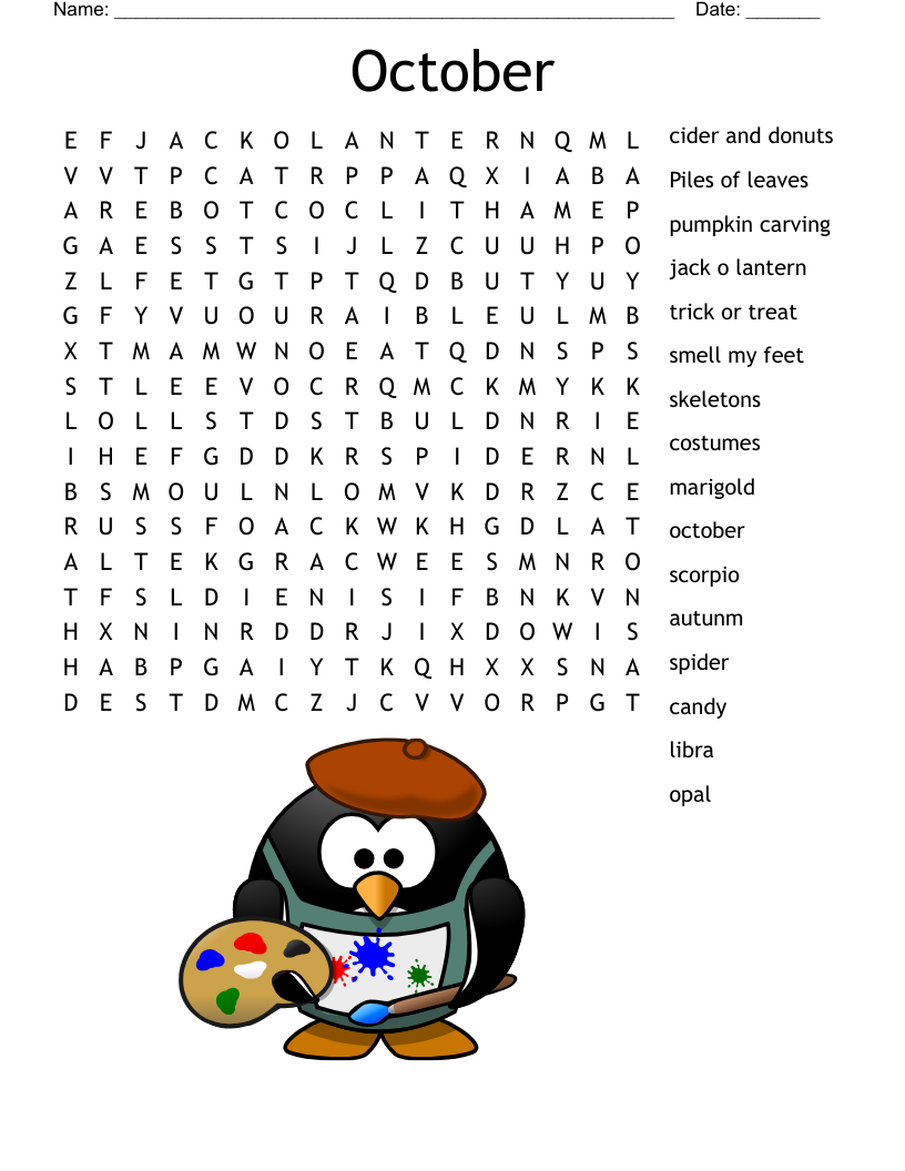 October Word Search