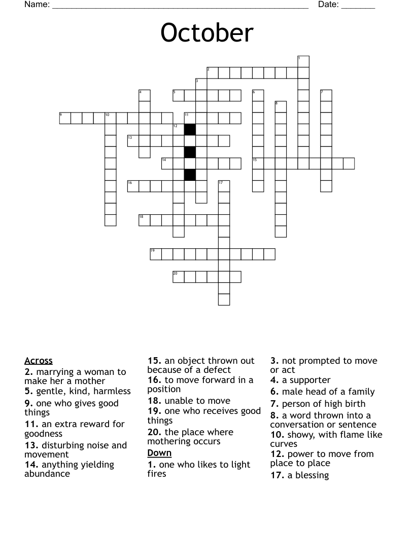 October Crossword
