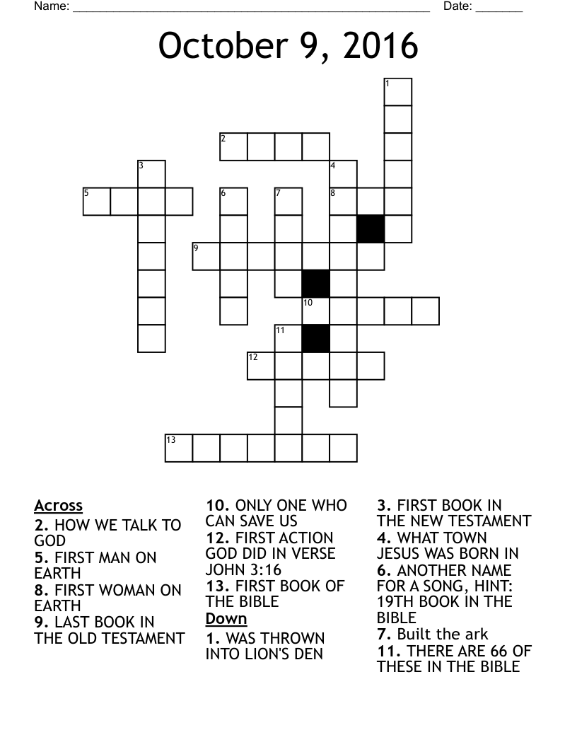 October 9, 2016 Crossword