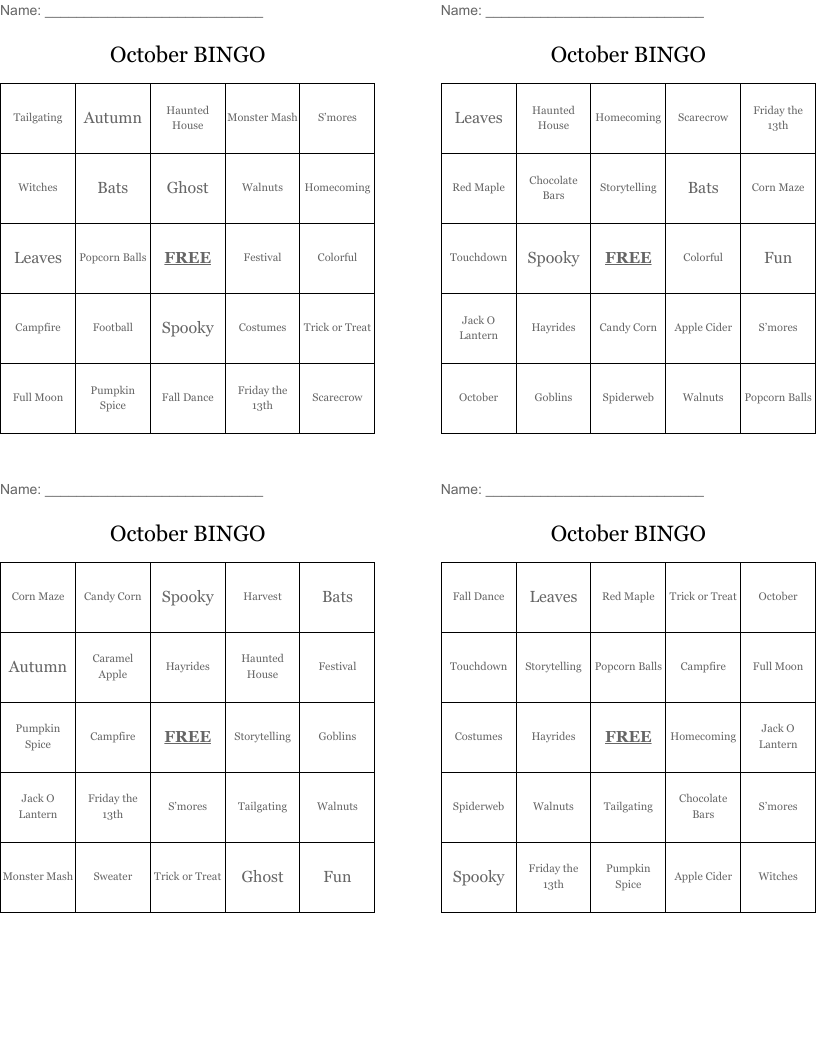 October BINGO