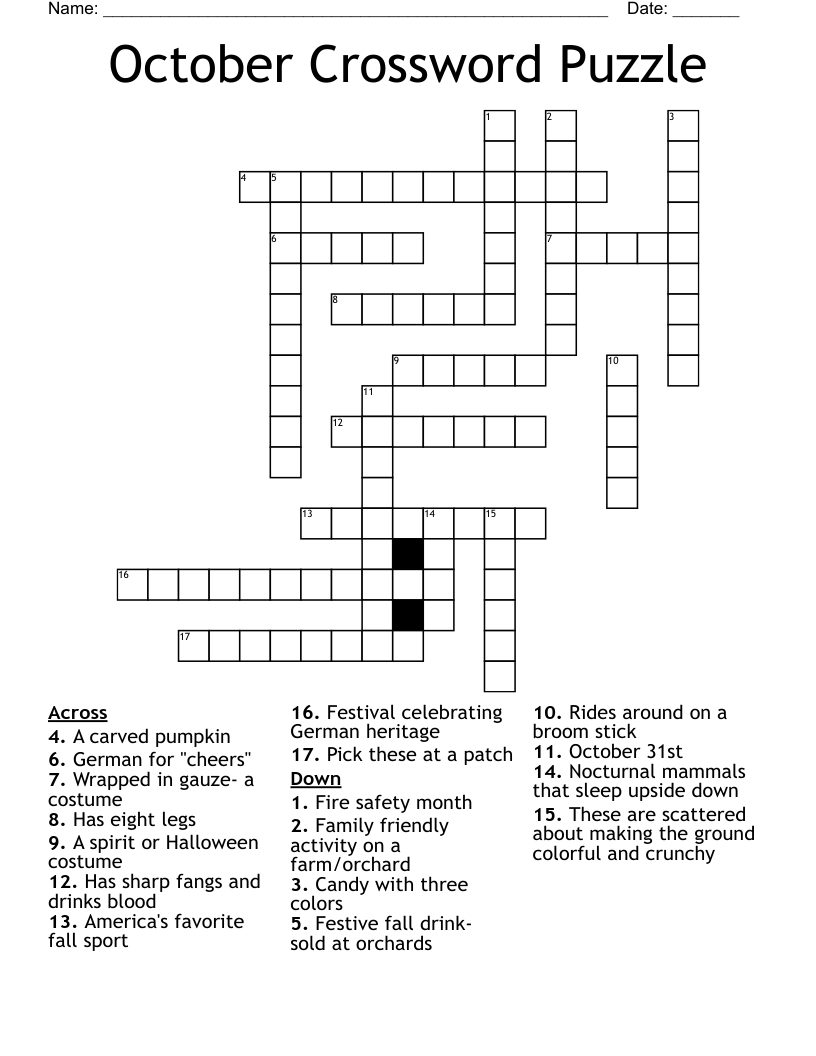 October Crossword Puzzle