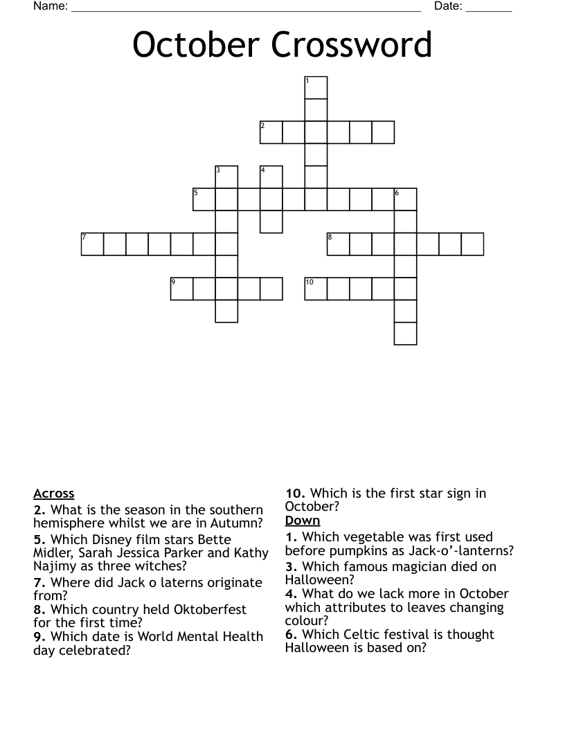 October Crossword 