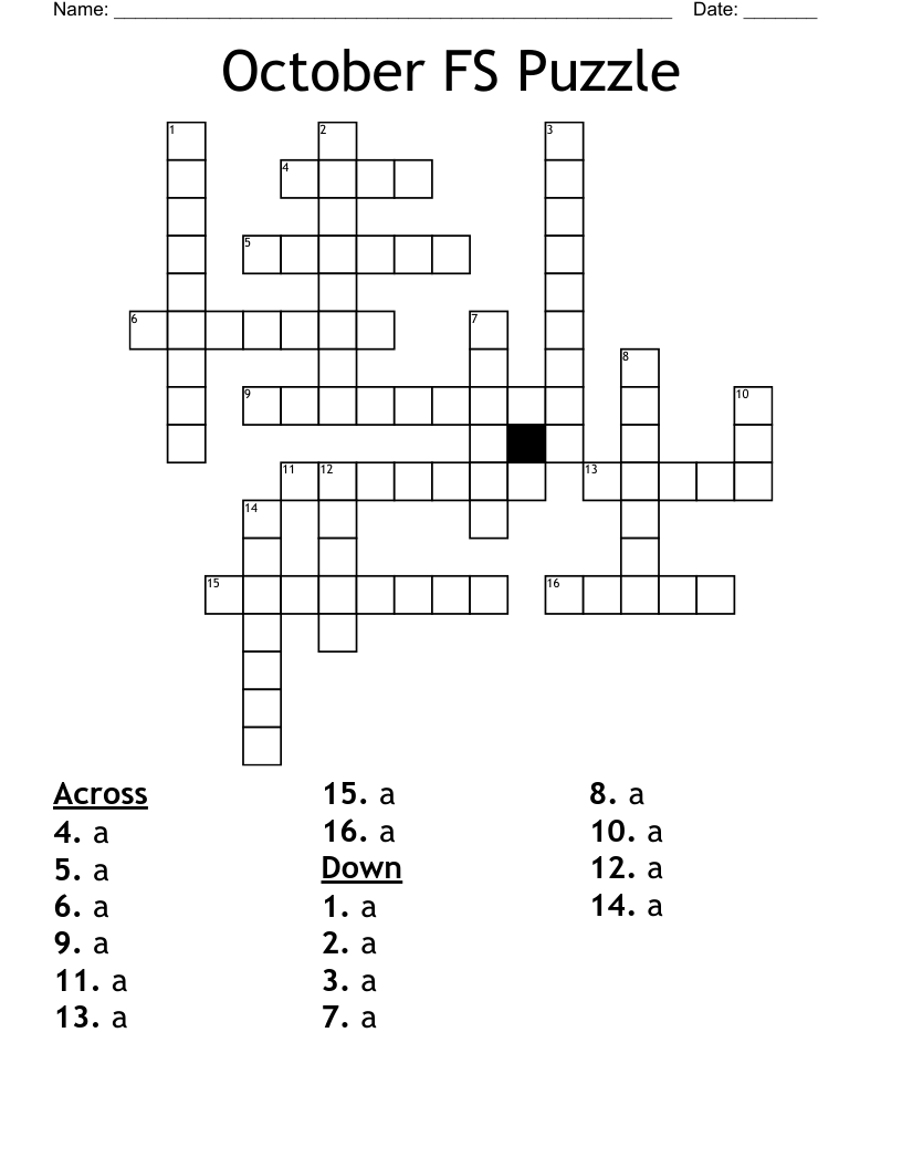 October FS Puzzle Crossword
