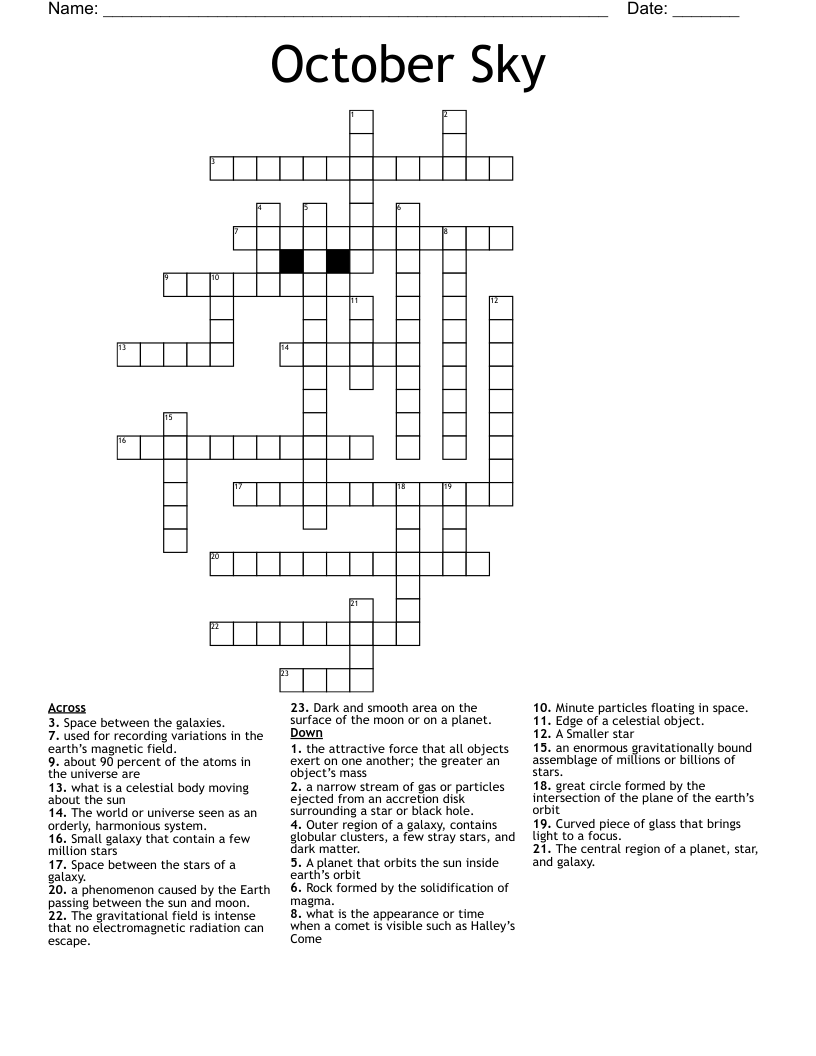 October Sky Crossword