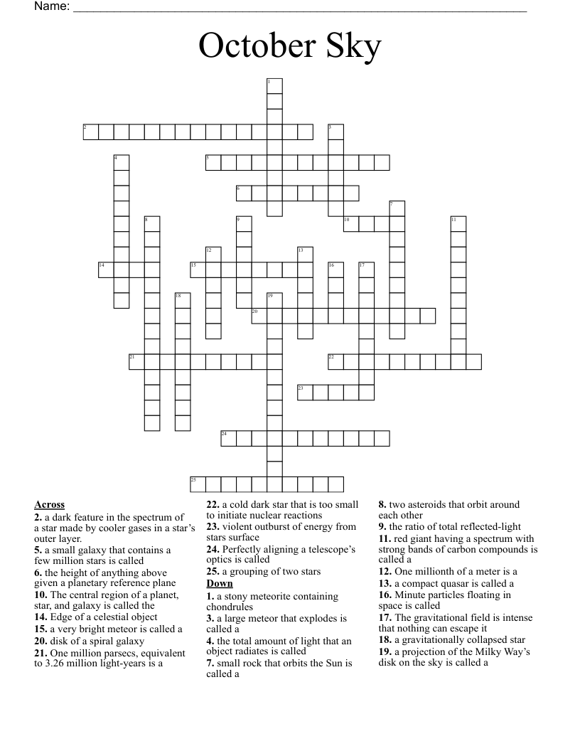 October Sky Crossword