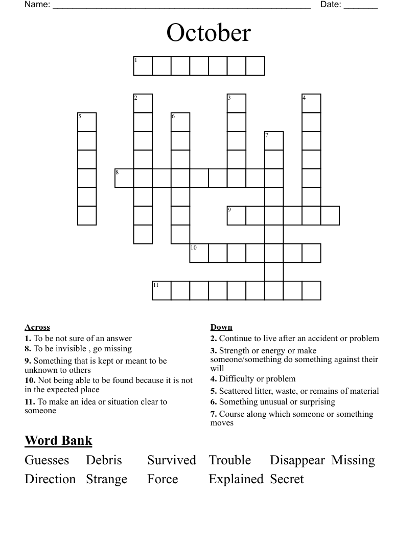 October  Crossword