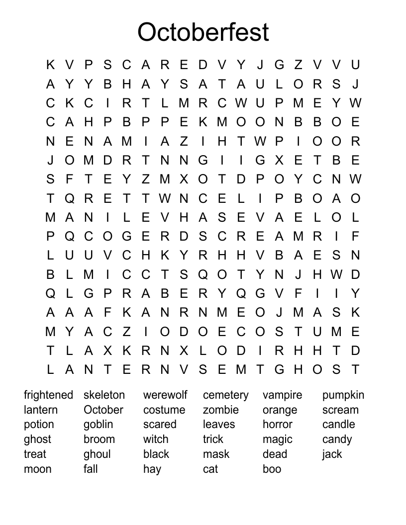 Octoberfest Word Search