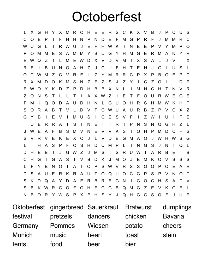 Octoberfest Word Search
