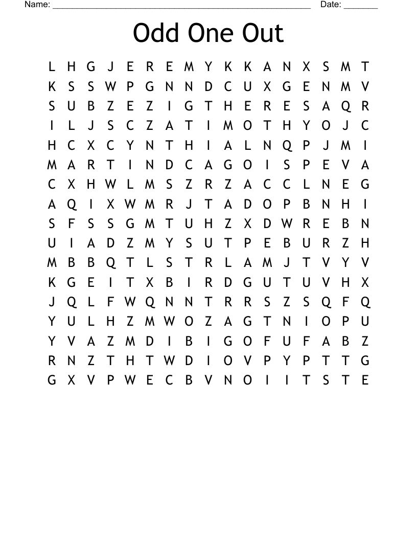 Odd One Out Word Search