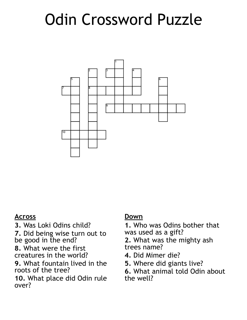 Odin Crossword Puzzle