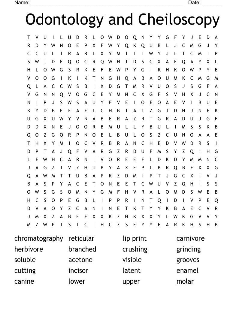 Odontology and Cheiloscopy Word Search