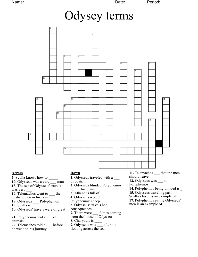 Odysey terms Crossword