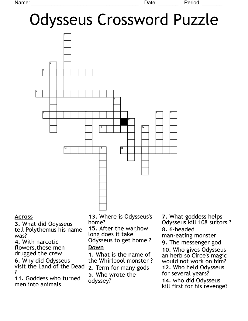 Odysseus Crossword Puzzle 