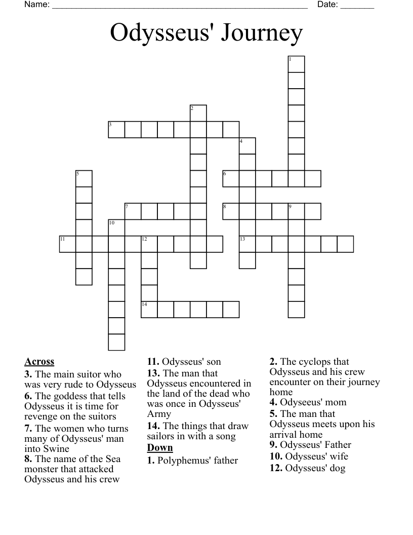 Odysseus' Journey Crossword
