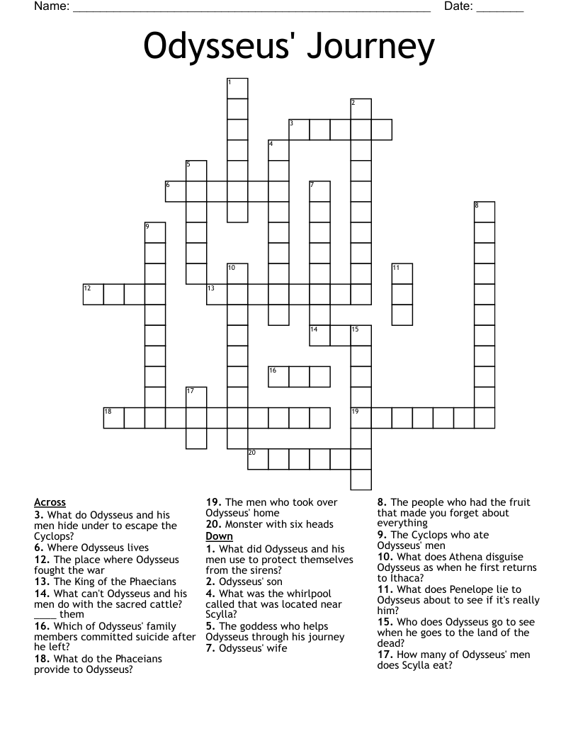 Odysseus' Journey Crossword