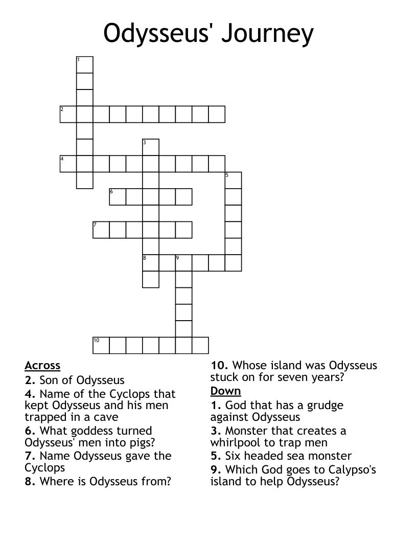 Odysseus' Journey  Crossword