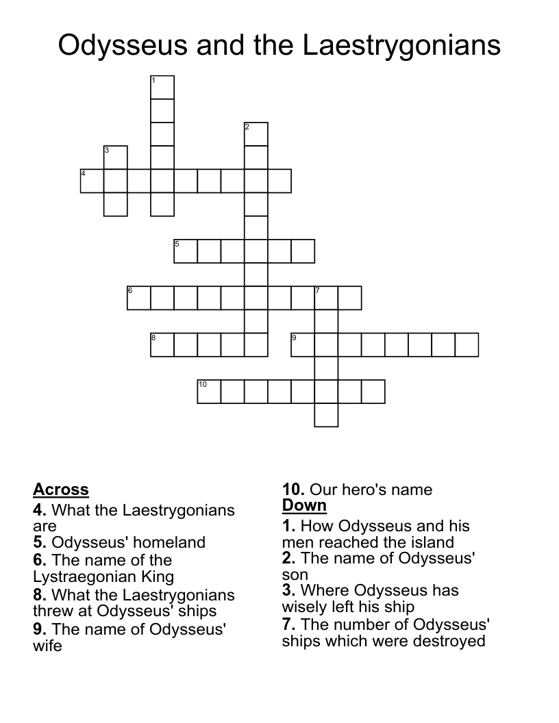 Odysseus and the Laestrygonians Crossword