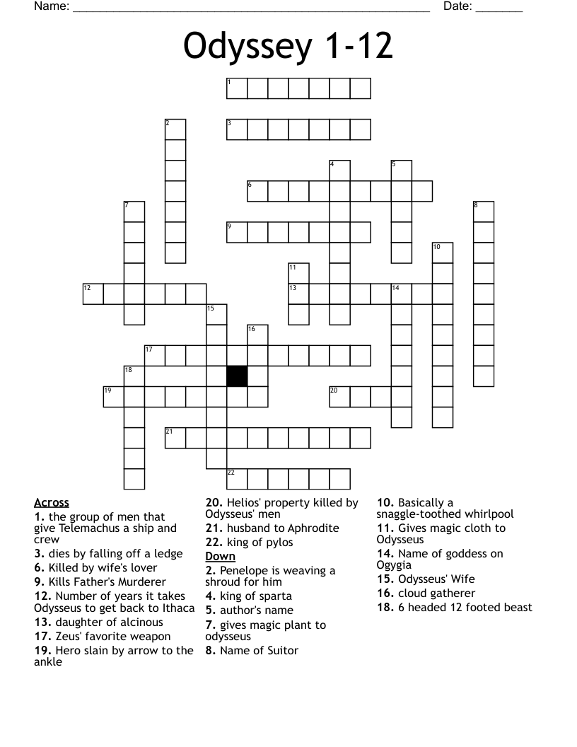 Odyssey 1-12 Crossword
