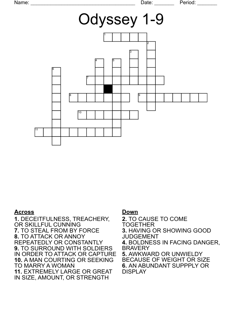 Odyssey 1-9 Crossword