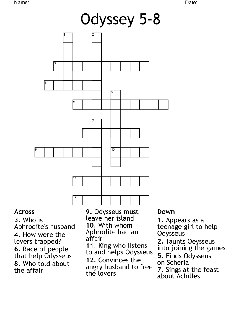 Odyssey 5-8 Crossword