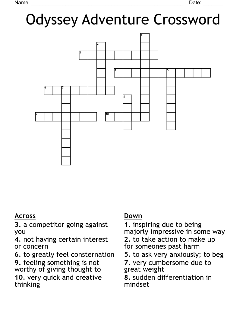 Odyssey Adventure Crossword