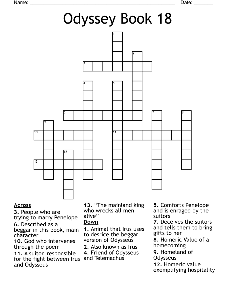 Odyssey Book 18 Crossword