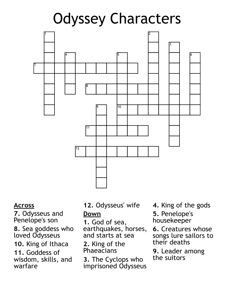Odyssey Characters Crossword