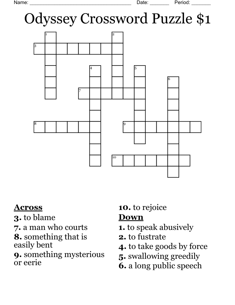 Odyssey Crossword Puzzle $1