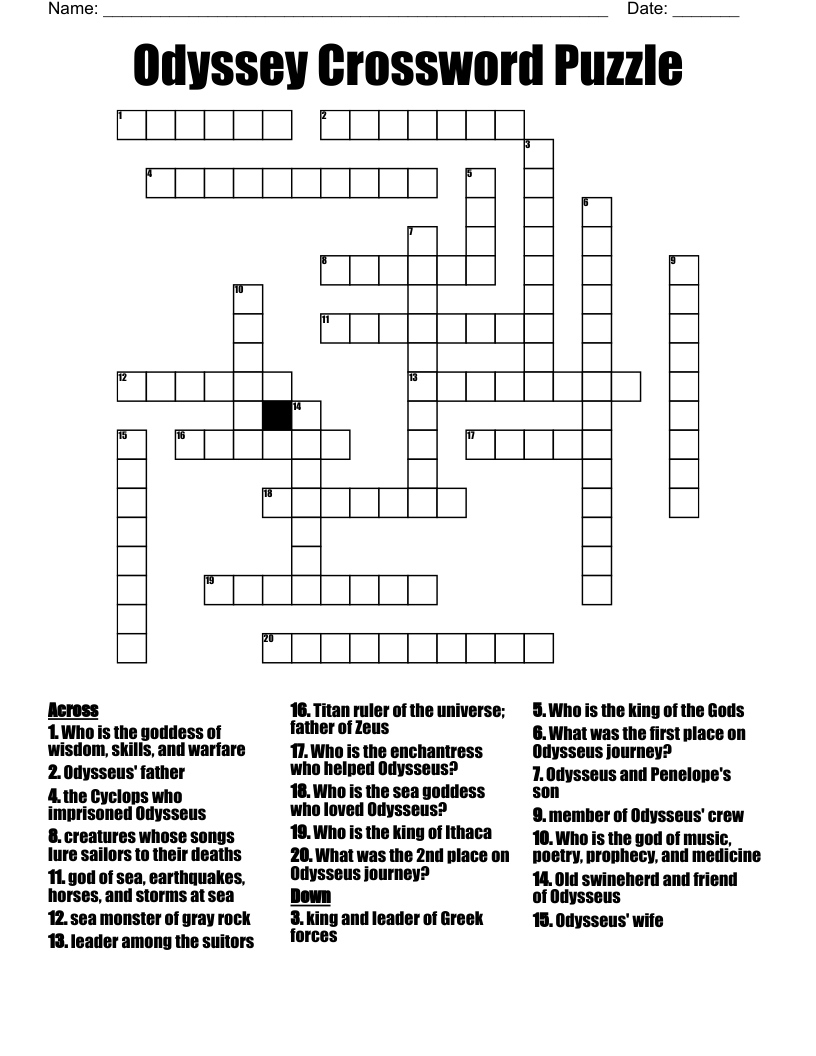 Odyssey Crossword Puzzle