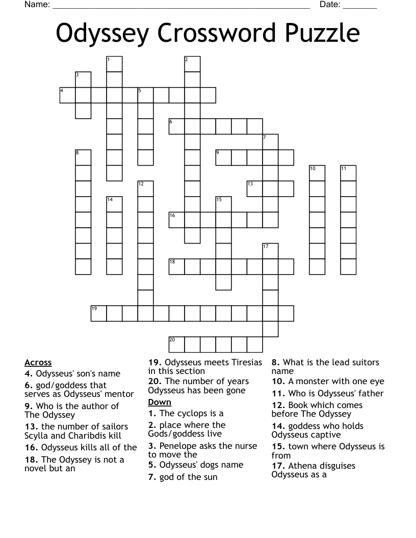Odyssey Crossword Puzzle