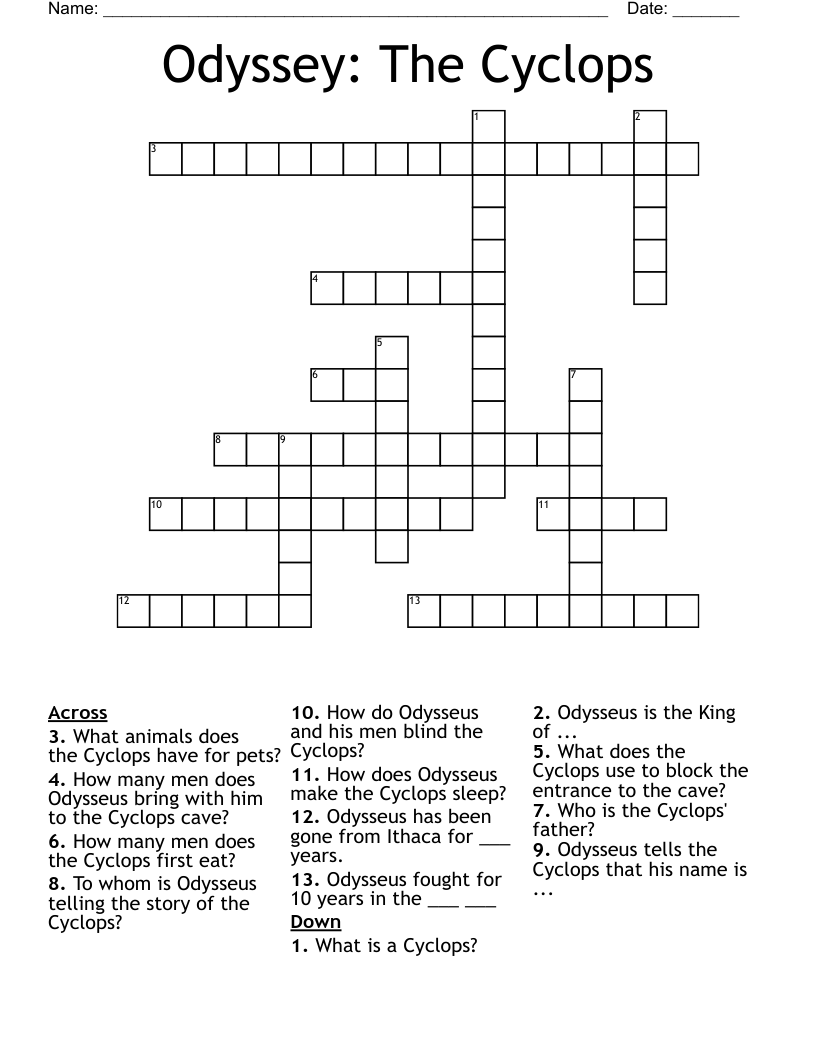 Odyssey: The Cyclops Crossword