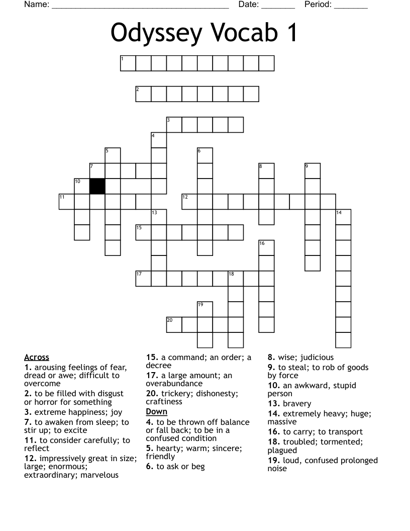 Odyssey Vocab 1 Crossword